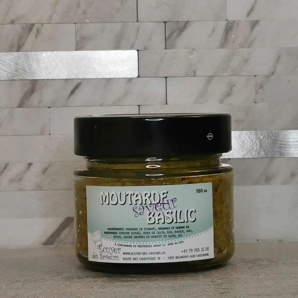 [10602002] Basil Mustard 180g - Ecuyer des Saveurs